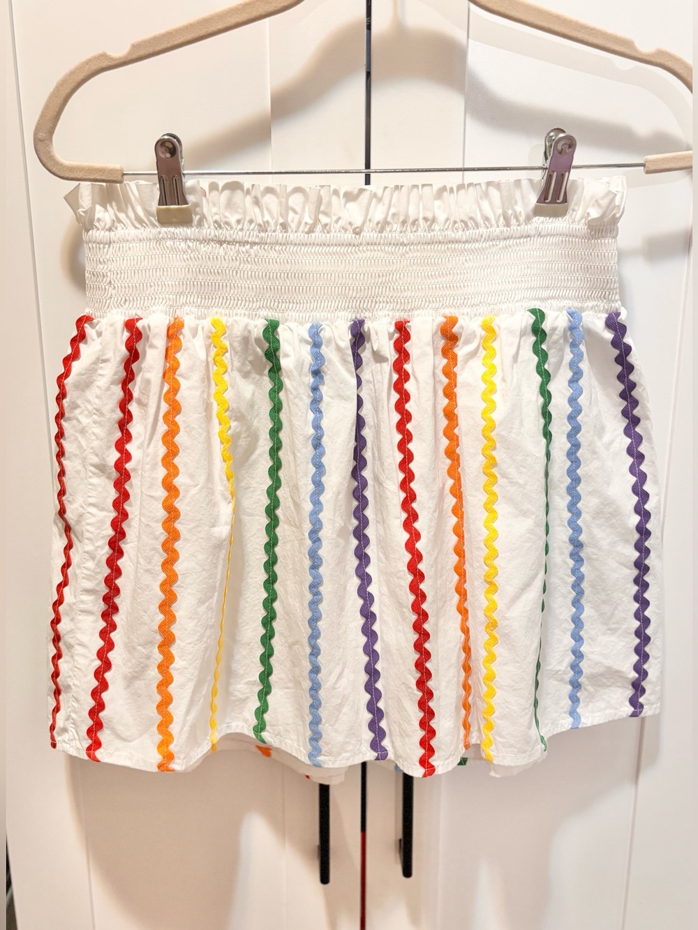 Stylish Factory Rainbow Ric Rac Mini Skirt | Women’s Medium 🌈